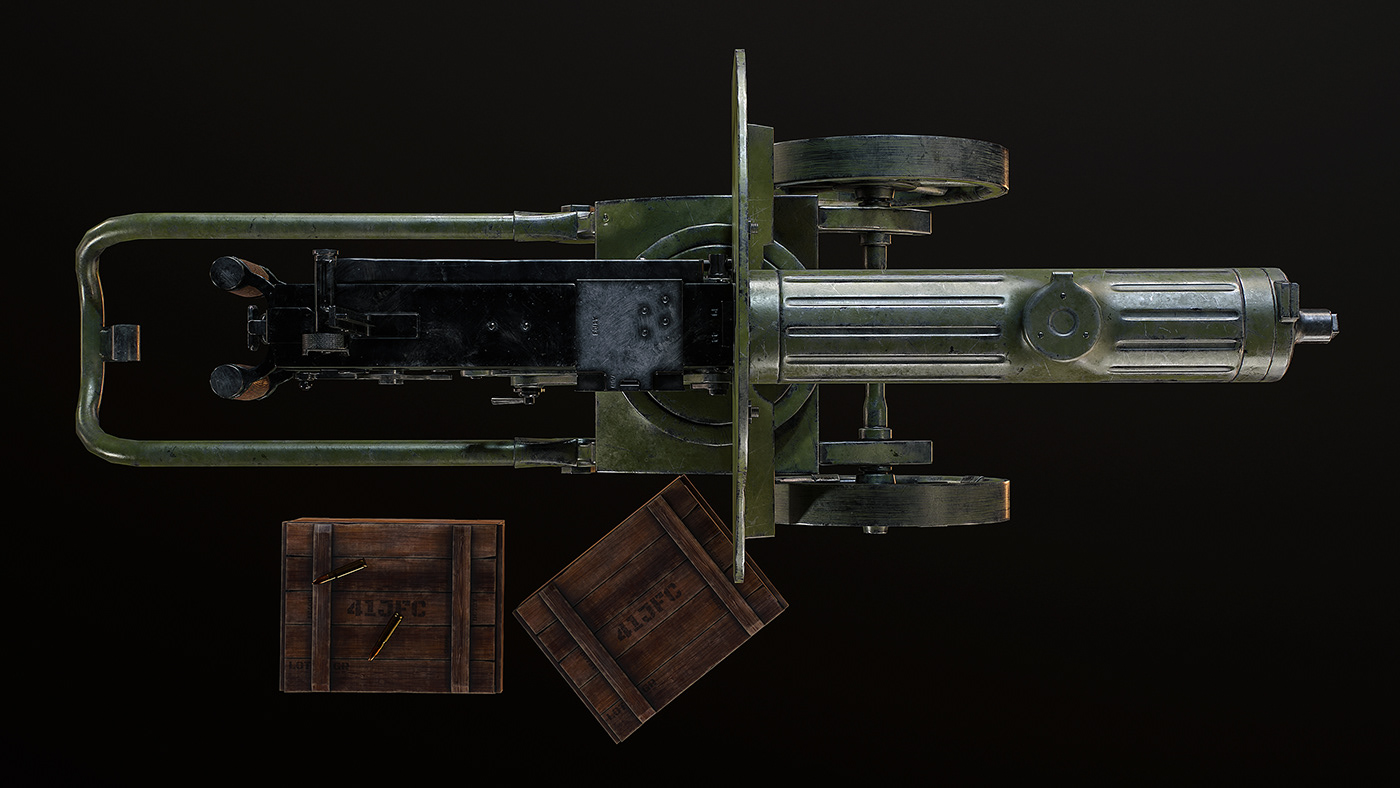 Weapon design，3D rendering，Maxim Machine Gun，