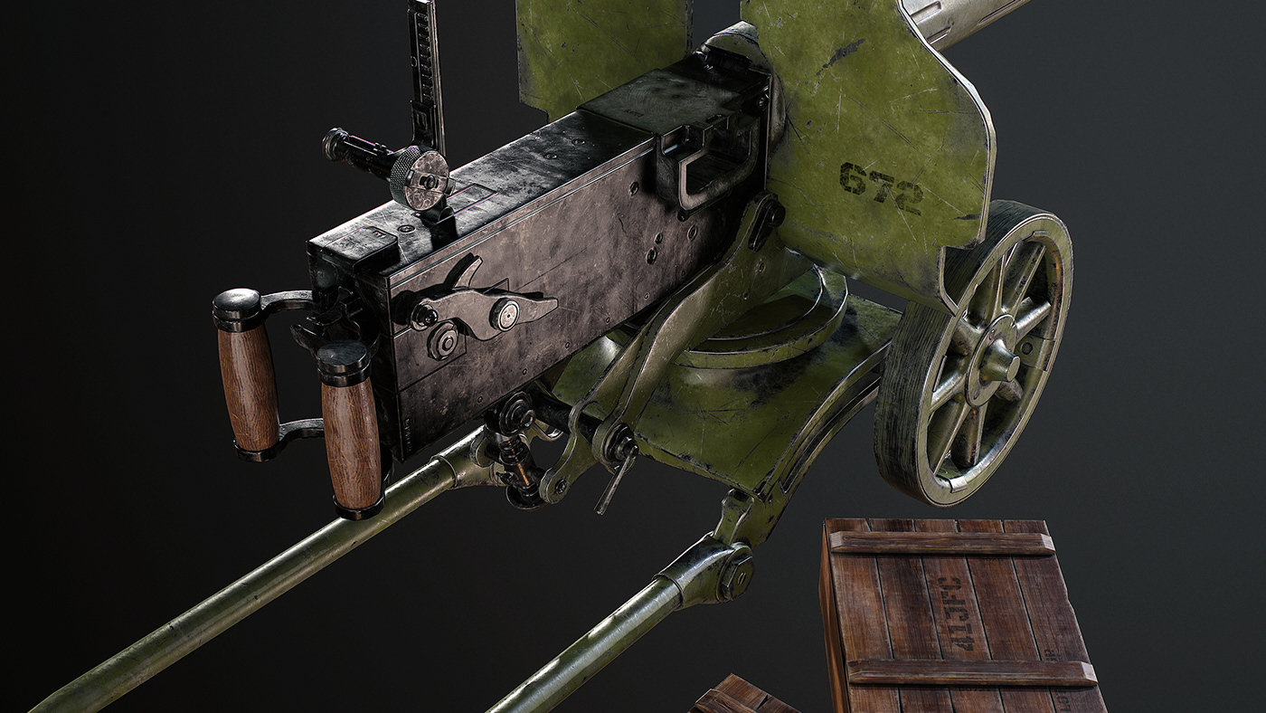 Weapon design，3D rendering，Maxim Machine Gun，