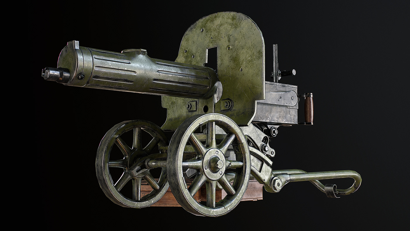 Weapon design，3D rendering，Maxim Machine Gun，