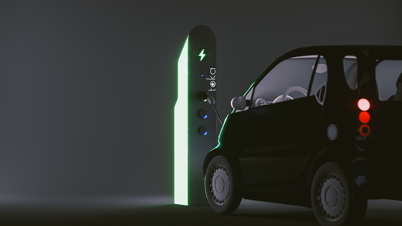 Design of electric charging pile，Metal，conceptual design，