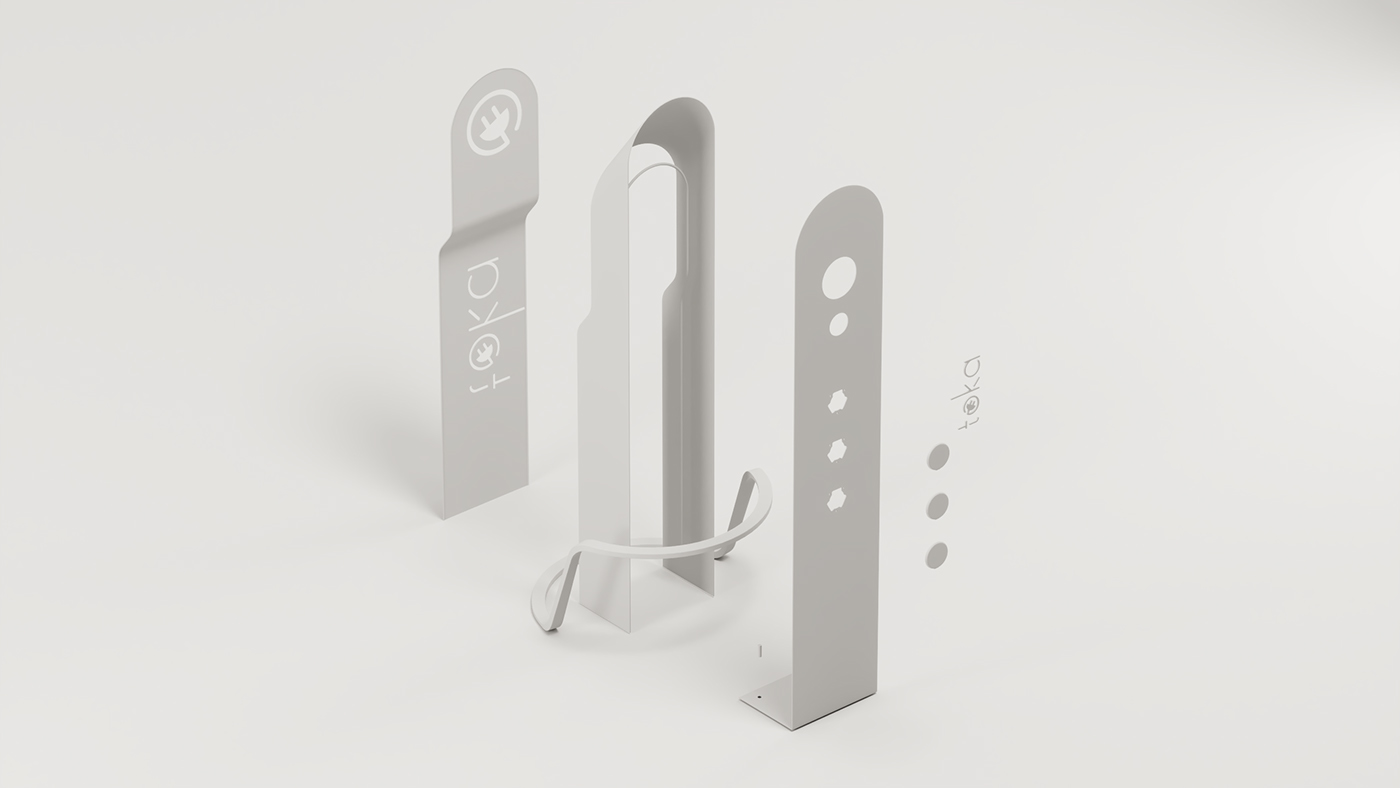 Design of electric charging pile，Metal，conceptual design，