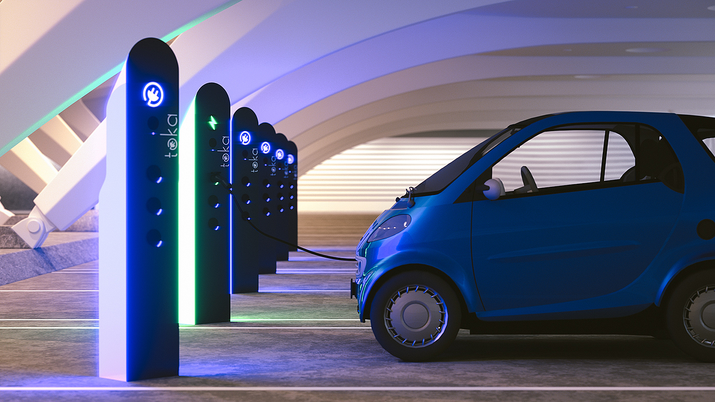 Design of electric charging pile，Metal，conceptual design，