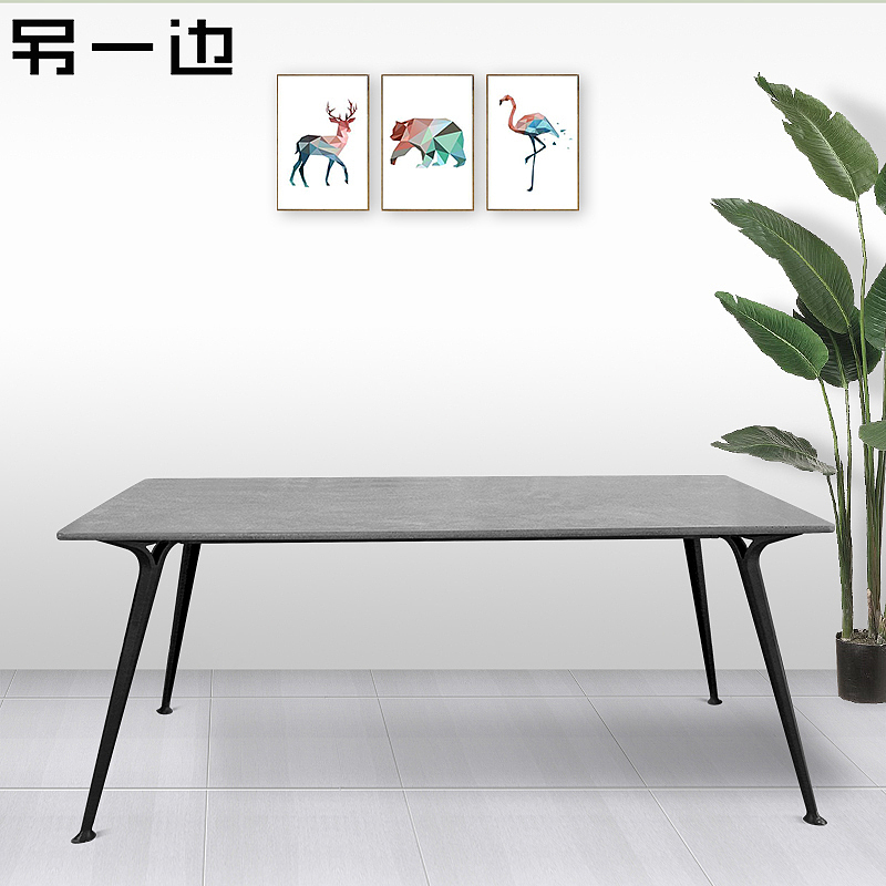 Cement Creative Desktop，Simple desk，Nordic cement home dining table，Multifunctional concrete table，Cement table on the other side，