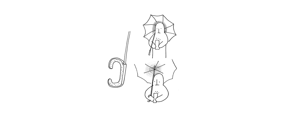 outdoors，rainy day，Umbrella handle improvement，Umbrella，