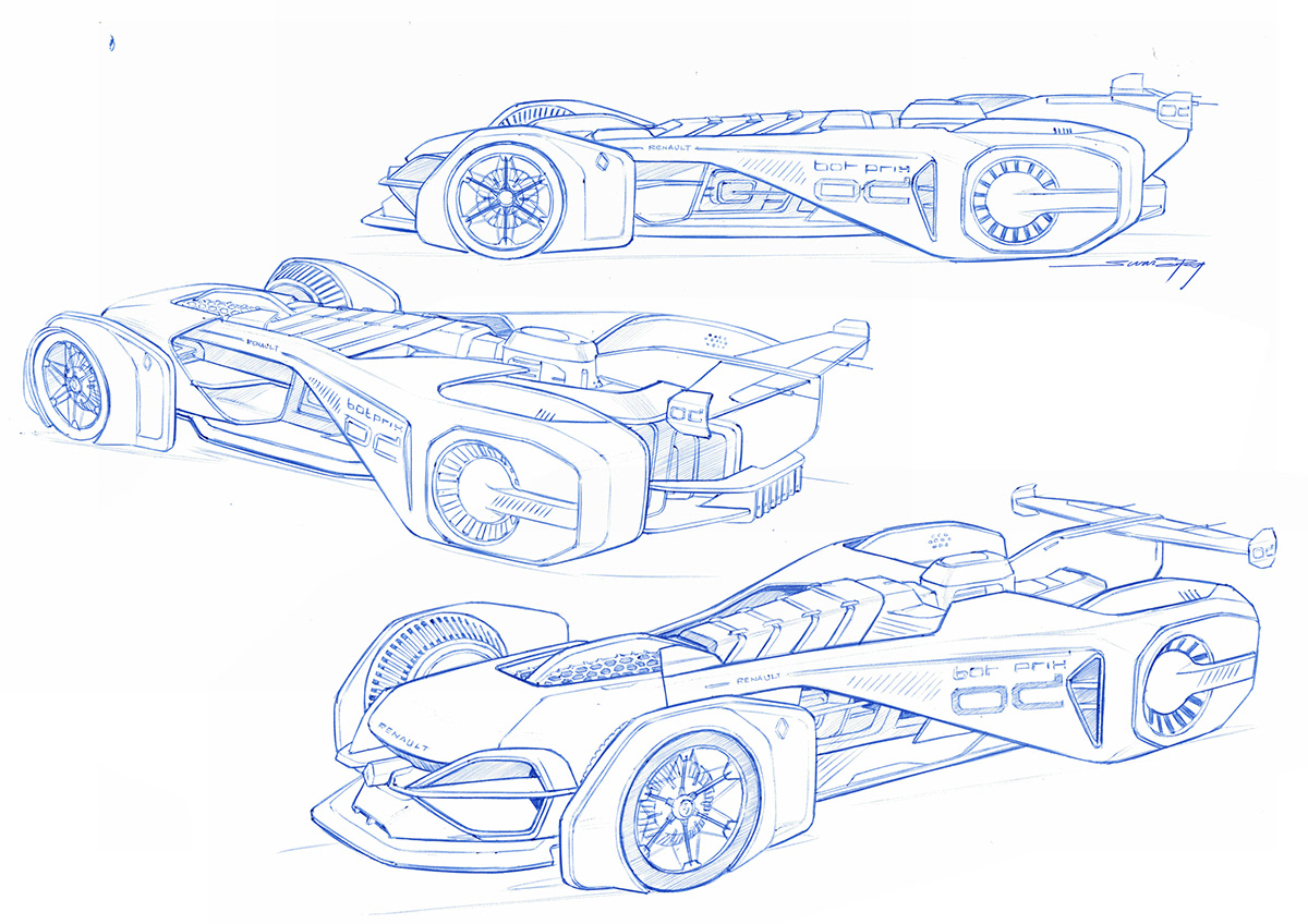 racing，Hand drawn car，Renault ZIRCON，