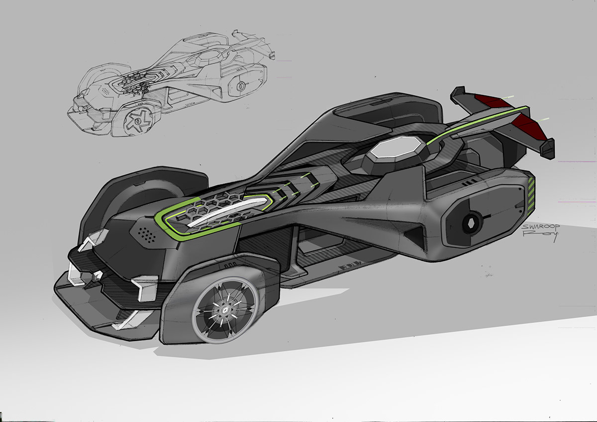 racing，Hand drawn car，Renault ZIRCON，