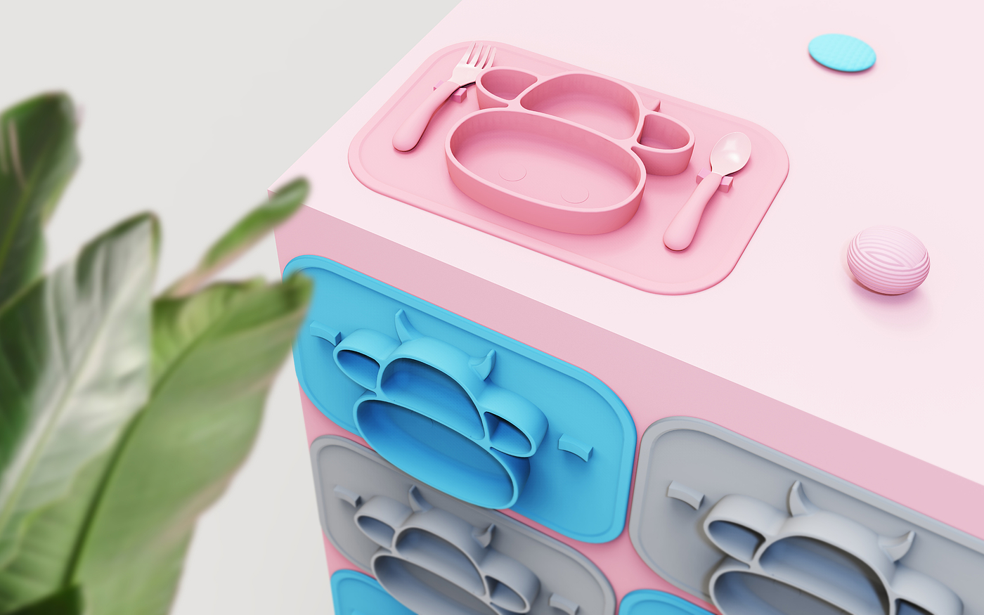 Silicone bowl, cartoon,，