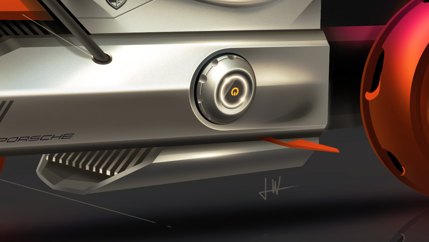 vehicle，motorcycle，Hand drawn，Render，photoshop，conceptual design，porsche，Concept car design，