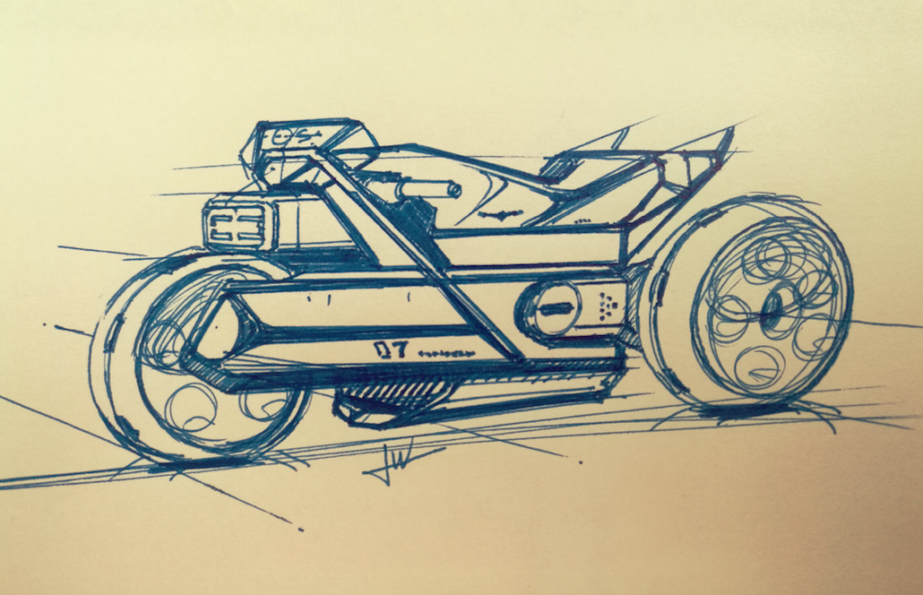 vehicle，motorcycle，Hand drawn，Render，photoshop，conceptual design，porsche，Concept car design，