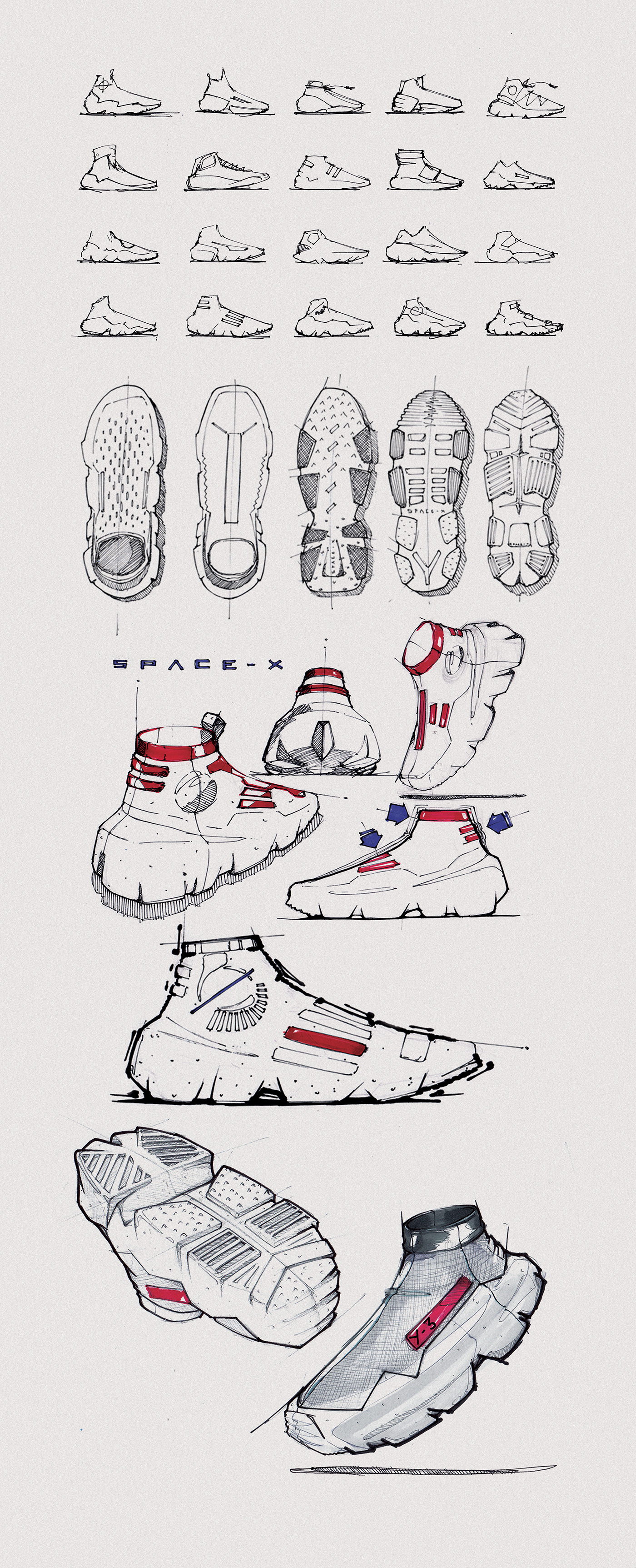 Hand drawn，design sketch，Sketch，sneakers，