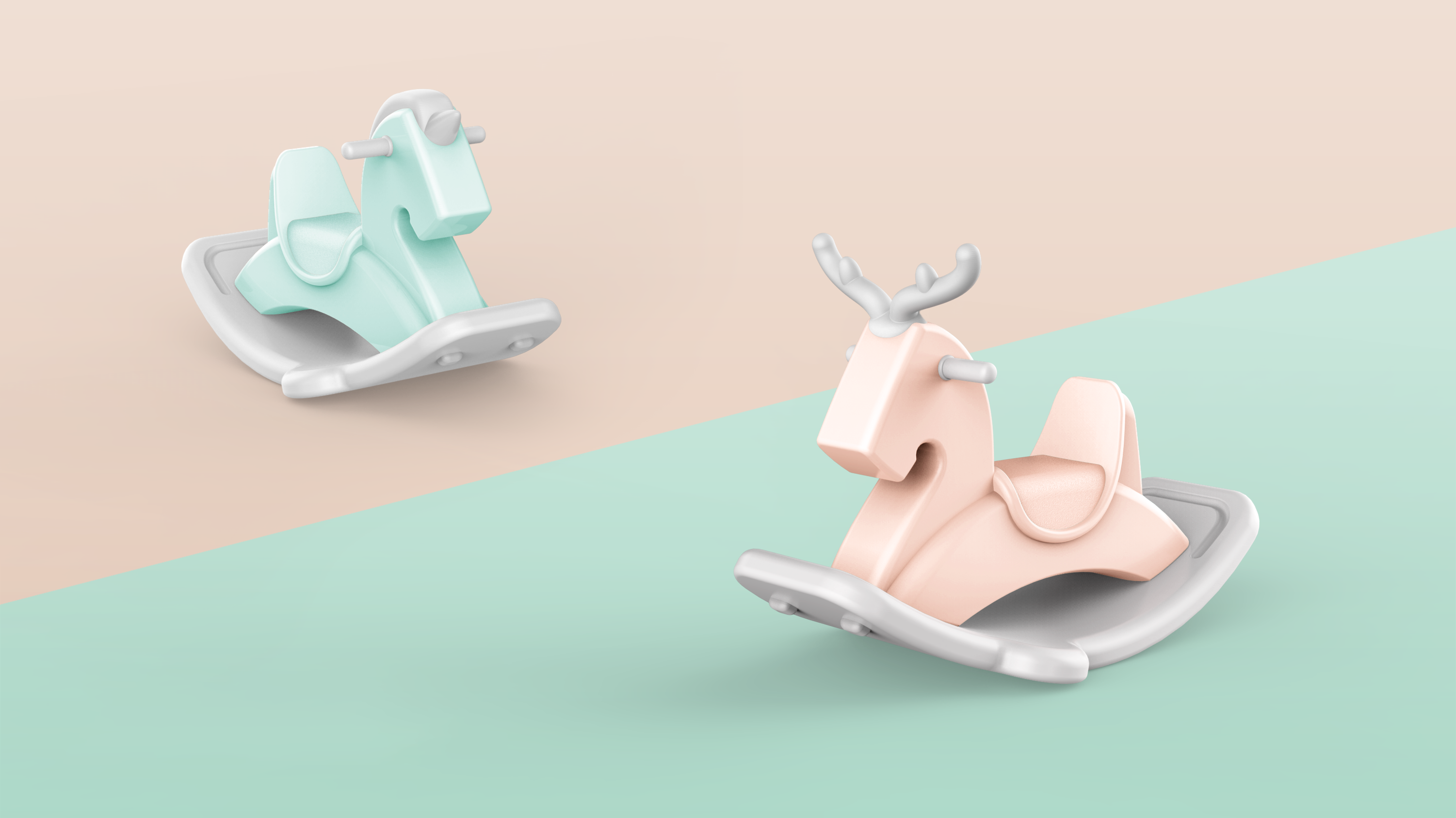 Transform，novel，Interesting，originality，rocking horse，children，product design，Render，