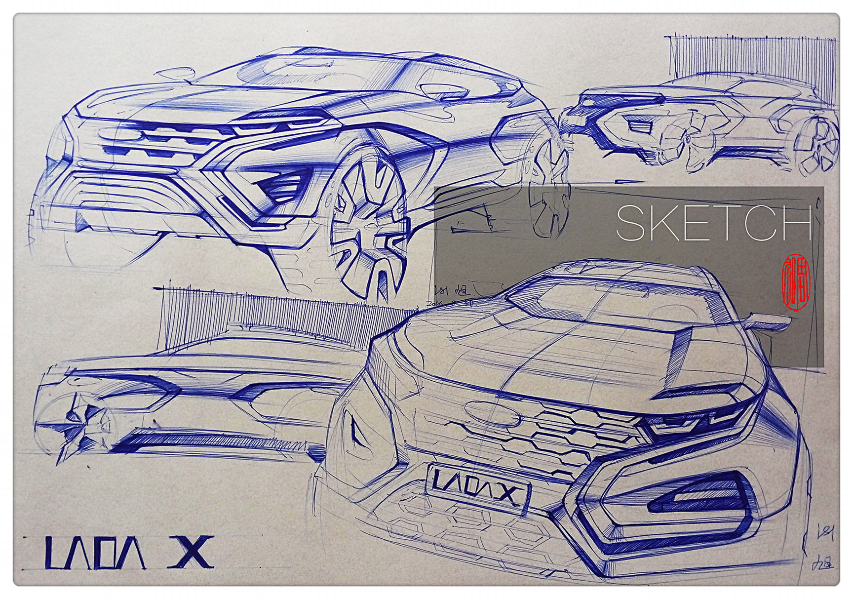 Hand drawn product design，Hand drawn automobile design，