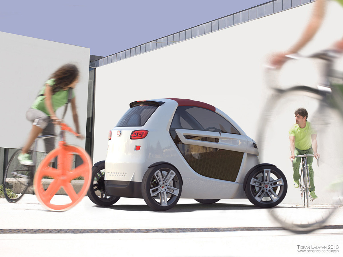 Hand drawn，Electric vehicle design，Fiat Zero，