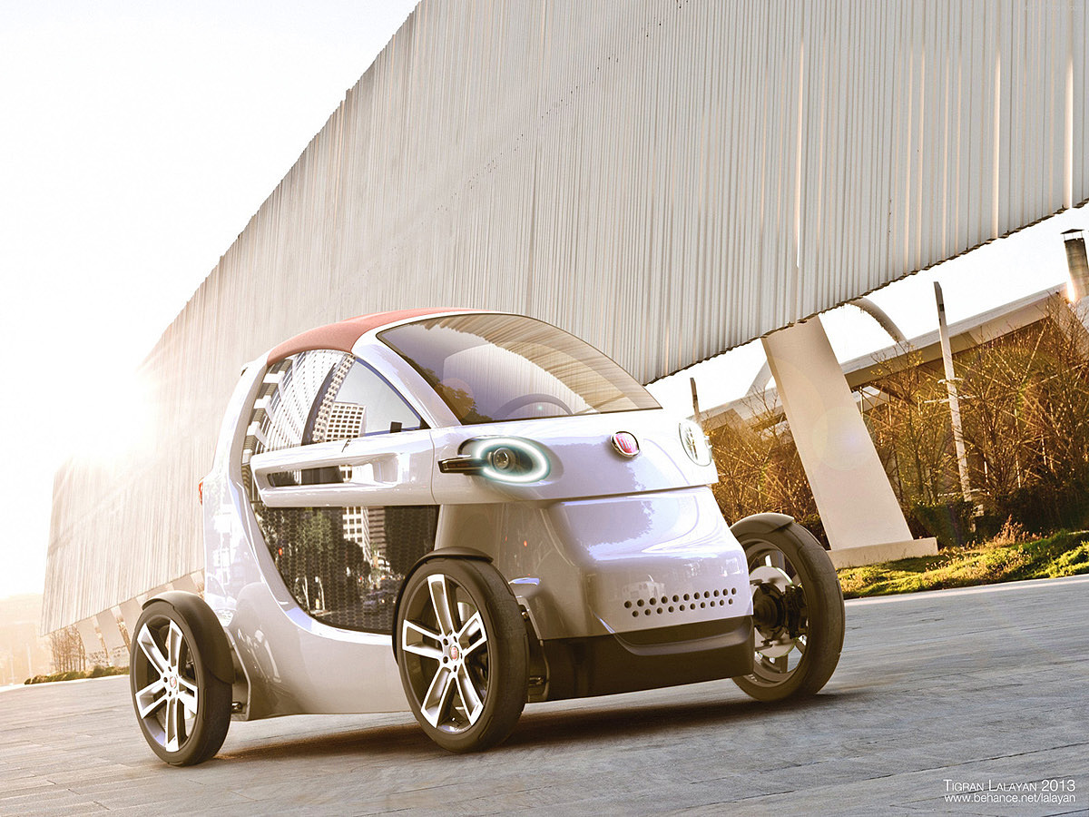 Hand drawn，Electric vehicle design，Fiat Zero，