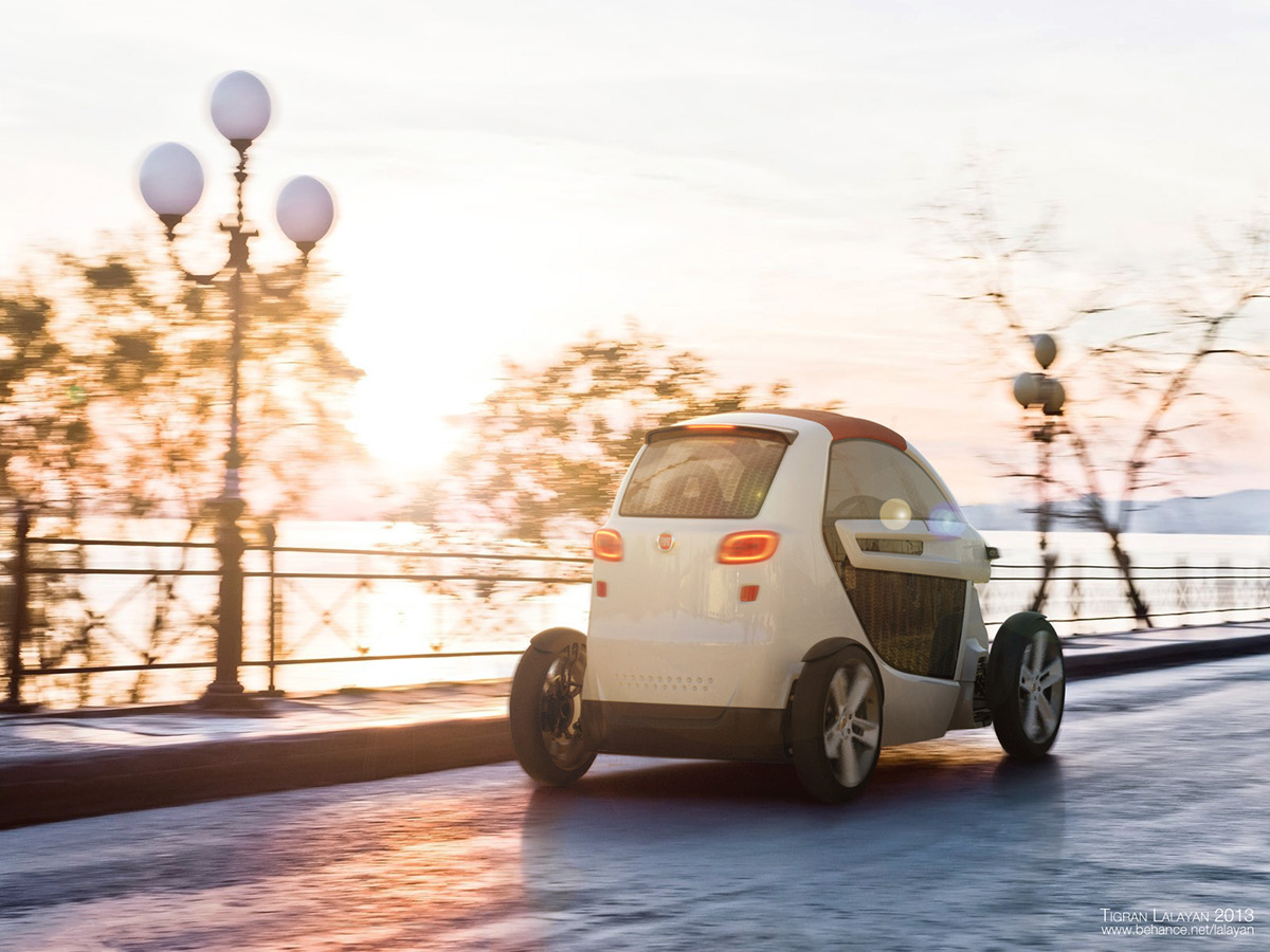 Hand drawn，Electric vehicle design，Fiat Zero，