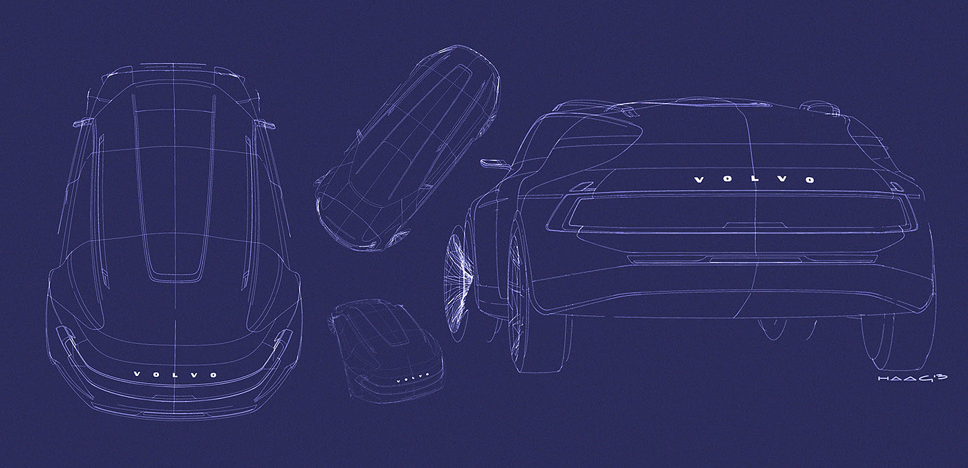 Volvo，Alt Lux，Automobile design，Hand drawn car，