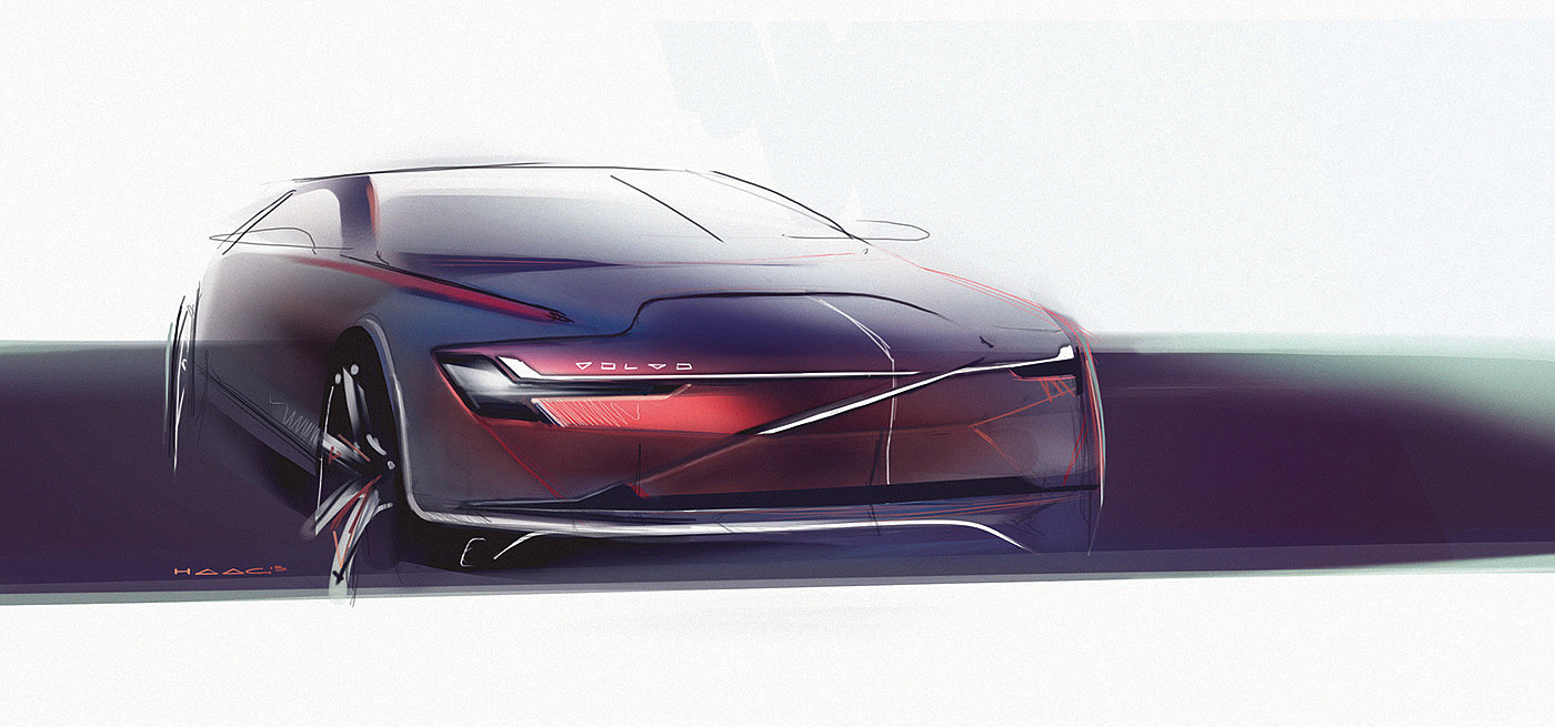 Volvo，Alt Lux，Automobile design，Hand drawn car，