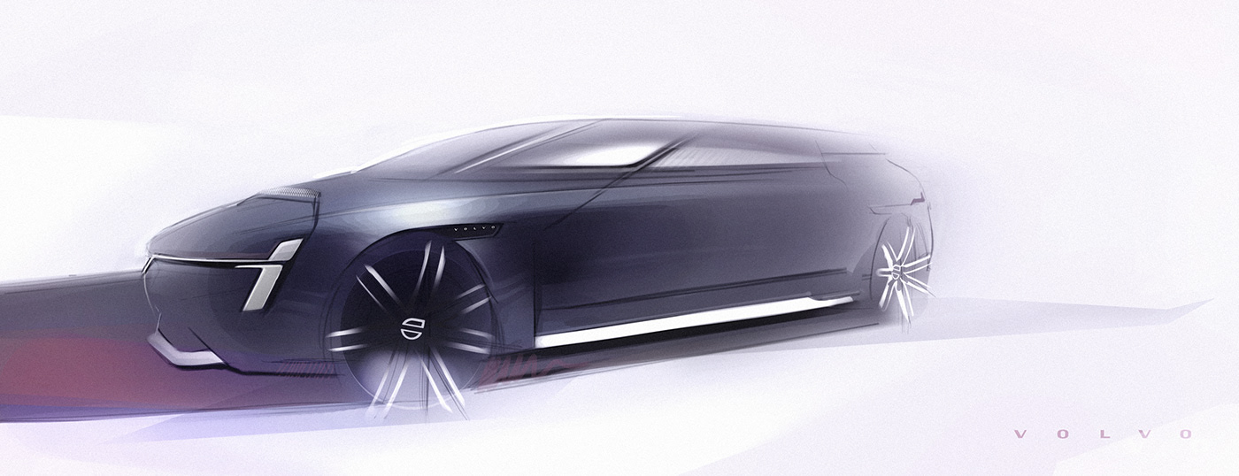 Volvo，Alt Lux，Automobile design，Hand drawn car，