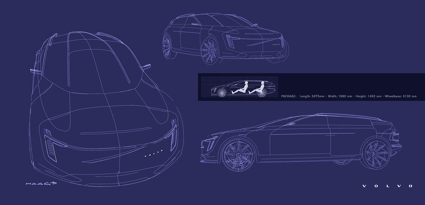 Volvo，Alt Lux，Automobile design，Hand drawn car，
