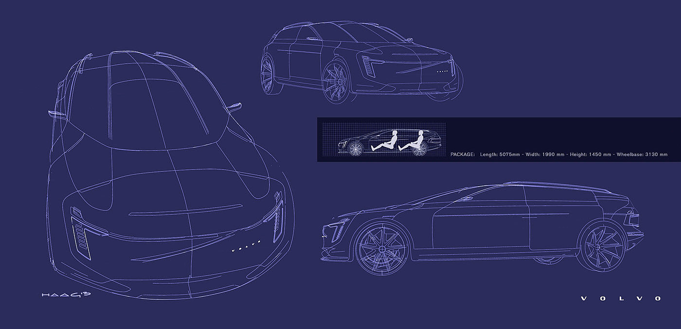 Volvo，Alt Lux，Automobile design，Hand drawn car，