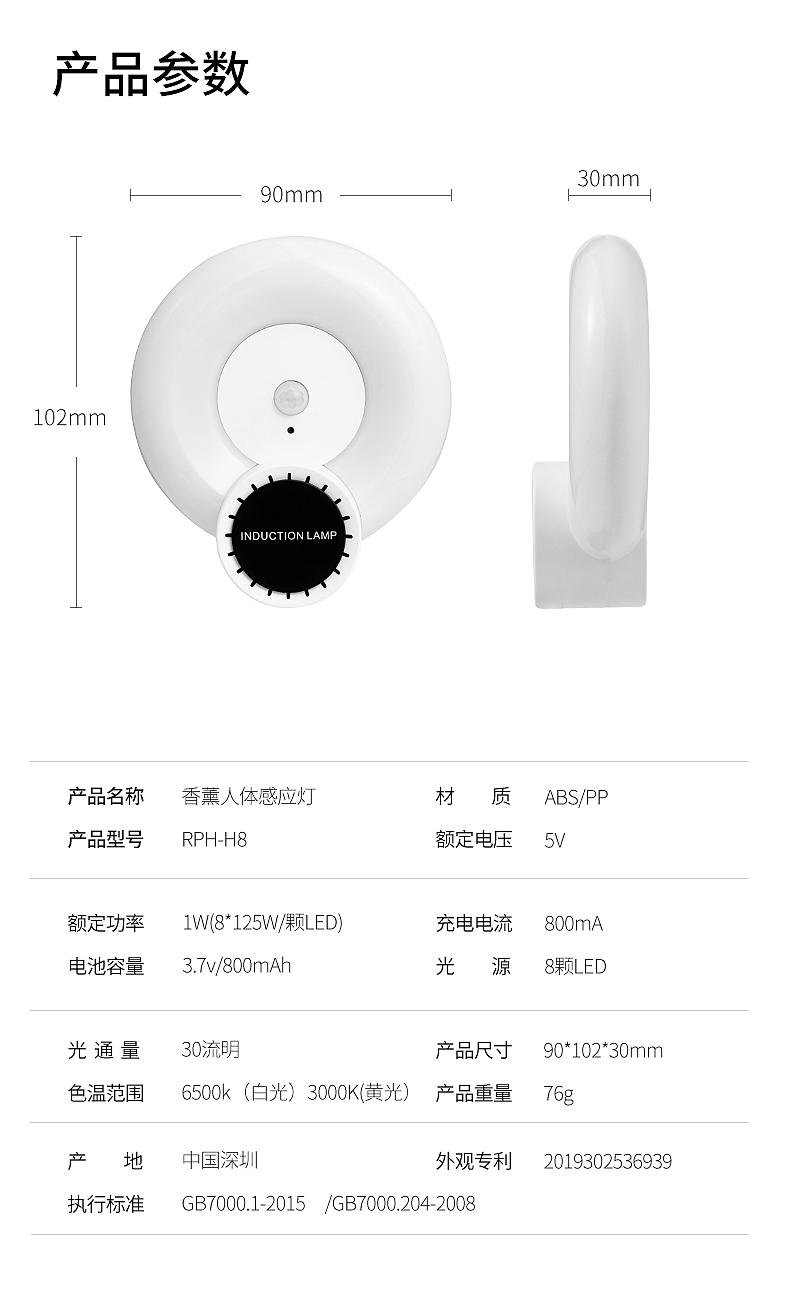 香薰人体感应灯，