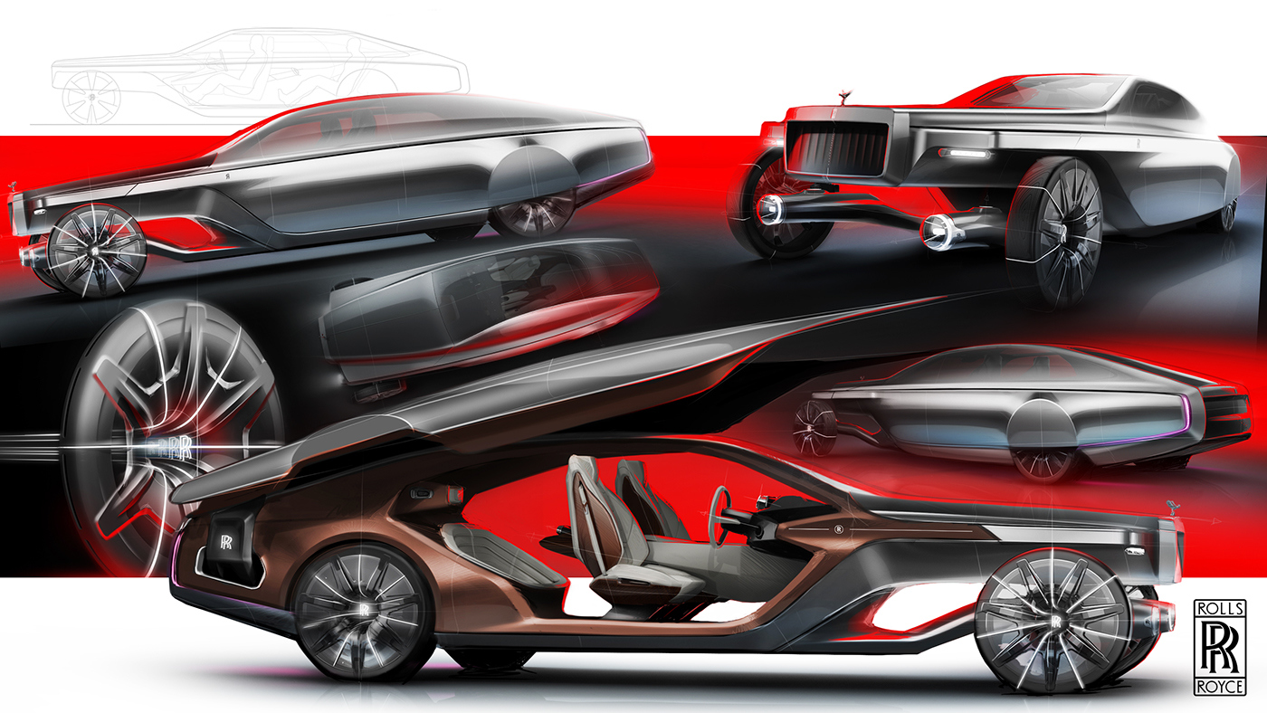 automobile，Hand drawn，vehicle，design sketch，