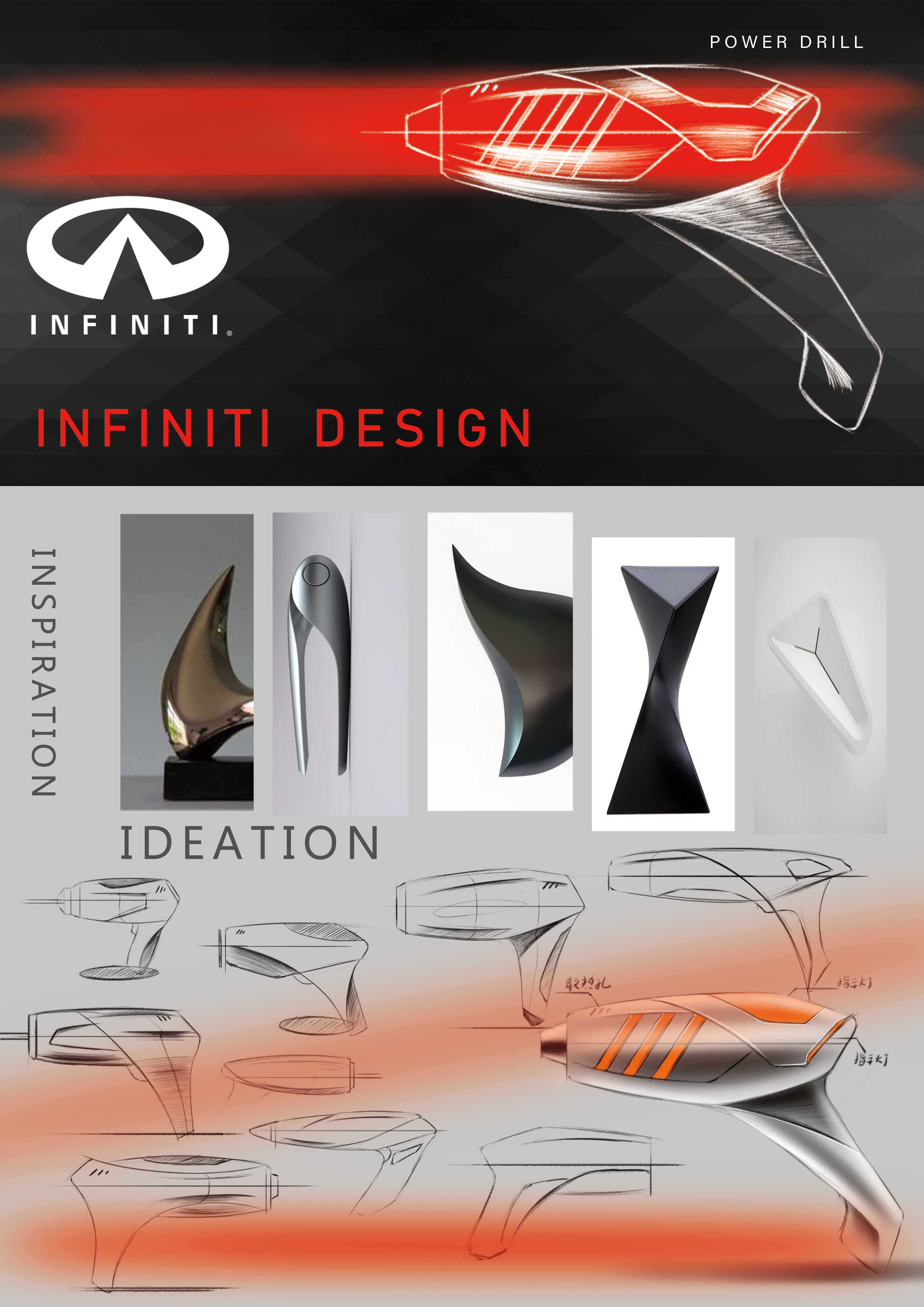 Electric drill, modeling, board drawing，