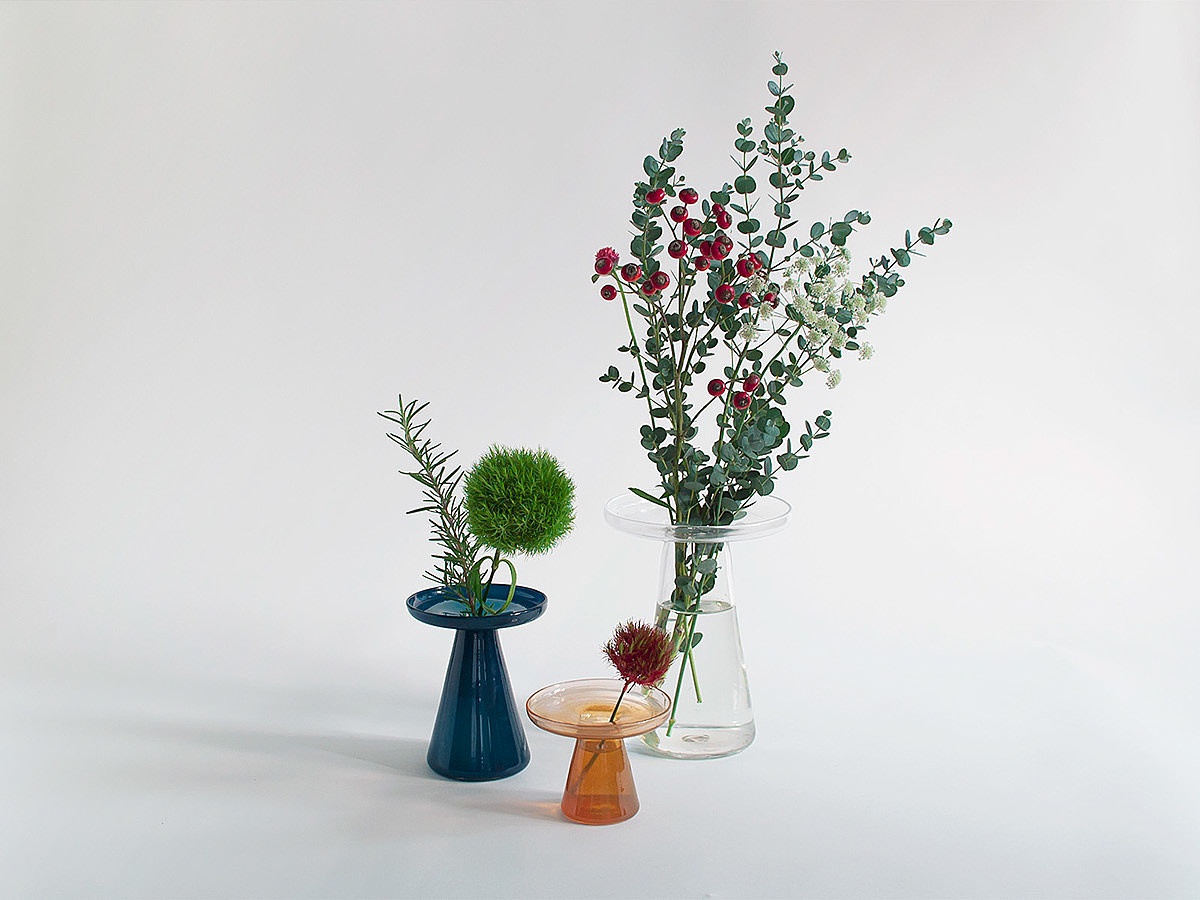 花瓶，flange vase，玻璃，彩色花瓶，