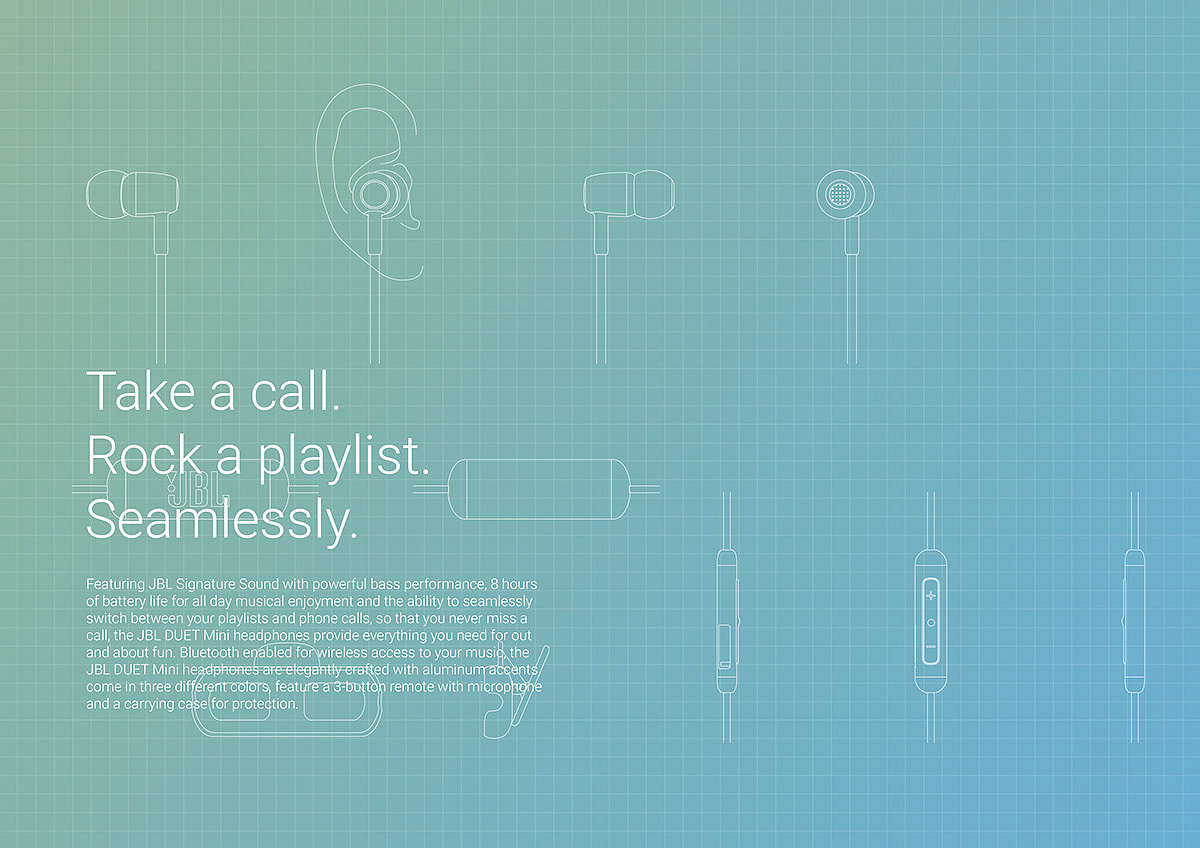 JBL DUET MINI，wireless，headset，design sketch，