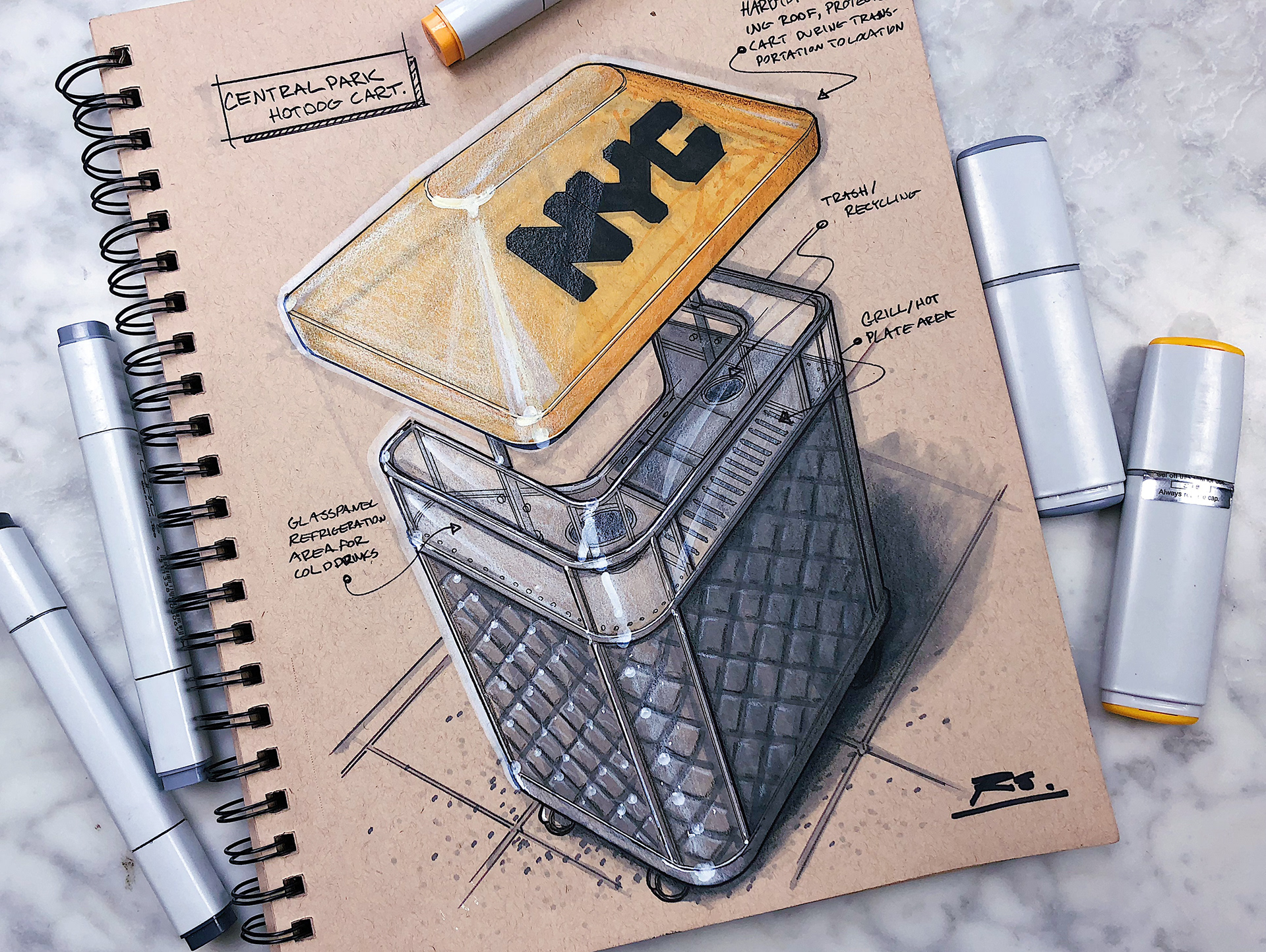 New York hot dog car redesign，Hot dog car，Trolley，industrial design，