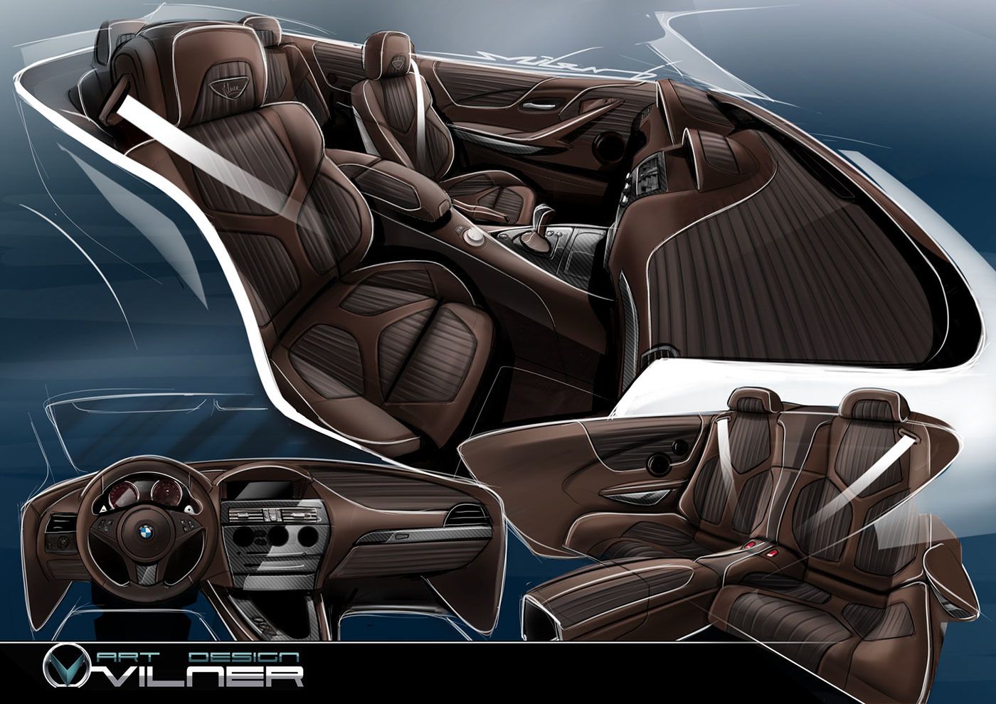 bmw，automobile，Interior，vehicle，Hand drawn，