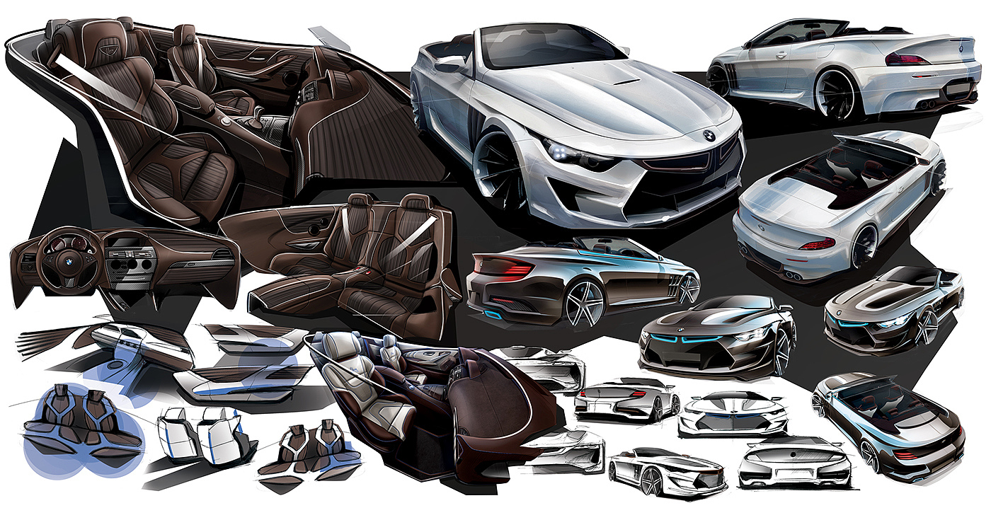 bmw，automobile，Interior，vehicle，Hand drawn，