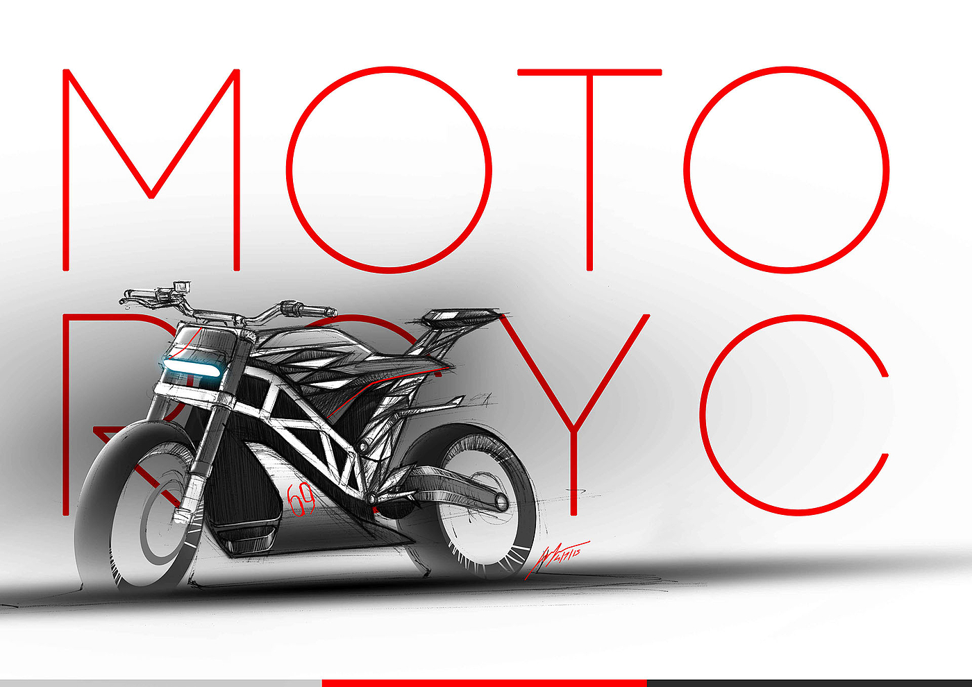 illustration，Hand drawn，automobile，motorcycle，Toke motorcycle，