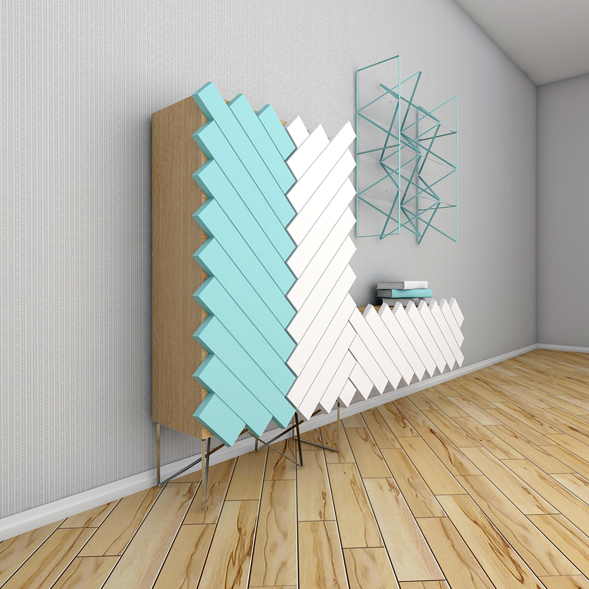 YolochkoY，cupboard，Bookcase，Northern Europe，furniture，