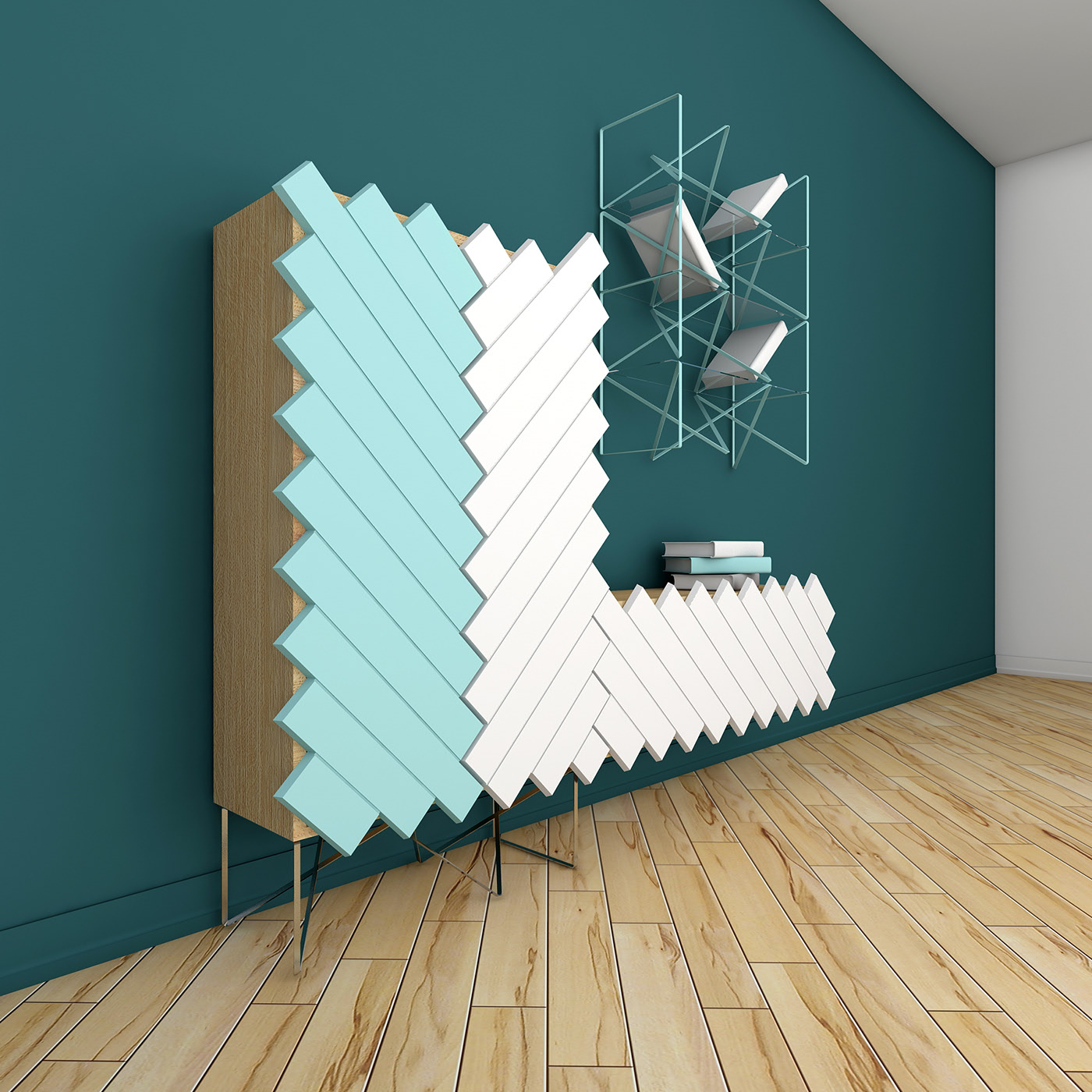 YolochkoY，cupboard，Bookcase，Northern Europe，furniture，