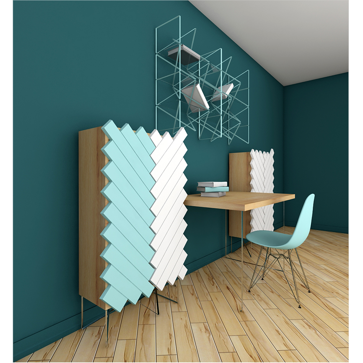 YolochkoY，cupboard，Bookcase，Northern Europe，furniture，