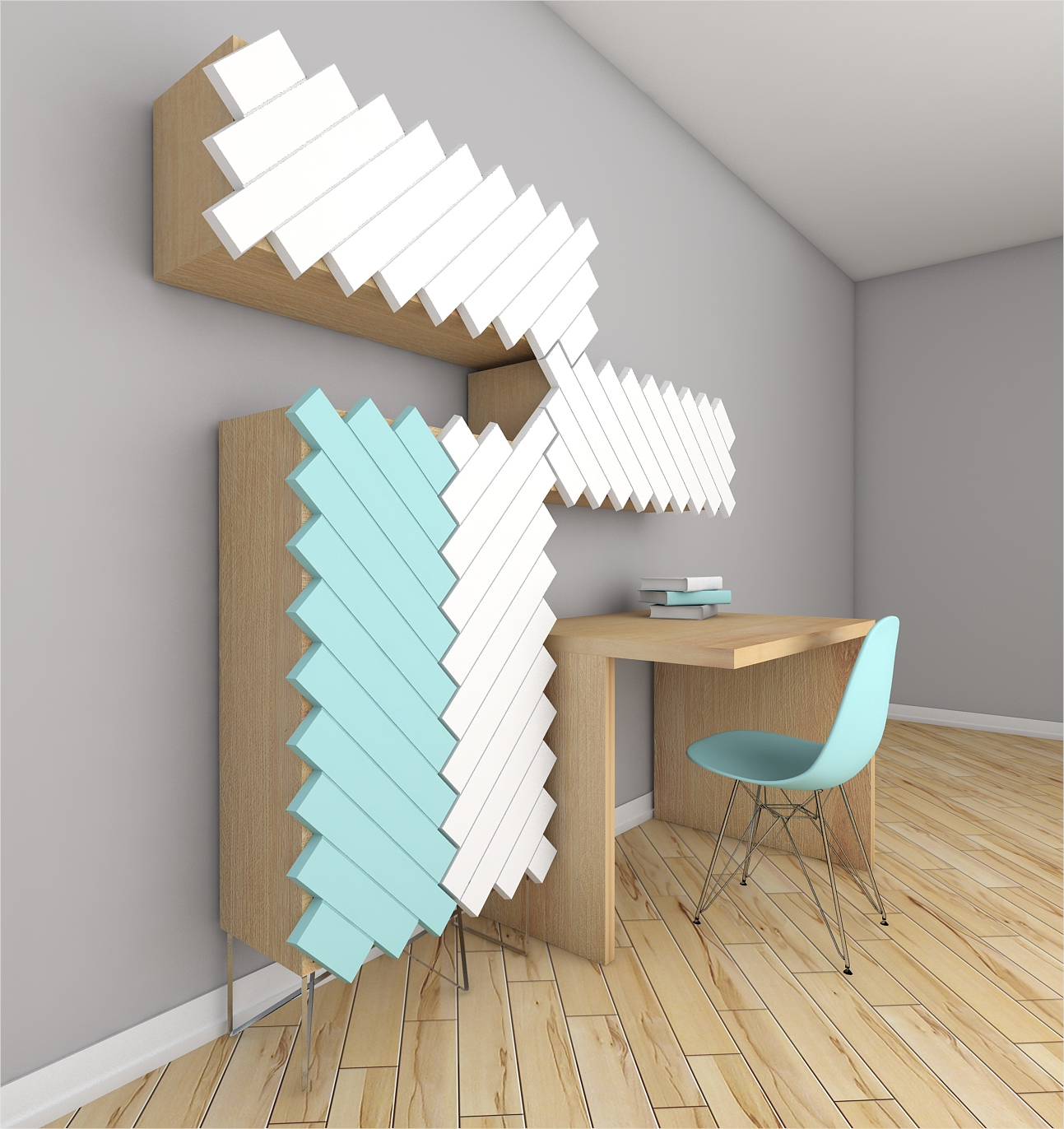 YolochkoY，cupboard，Bookcase，Northern Europe，furniture，