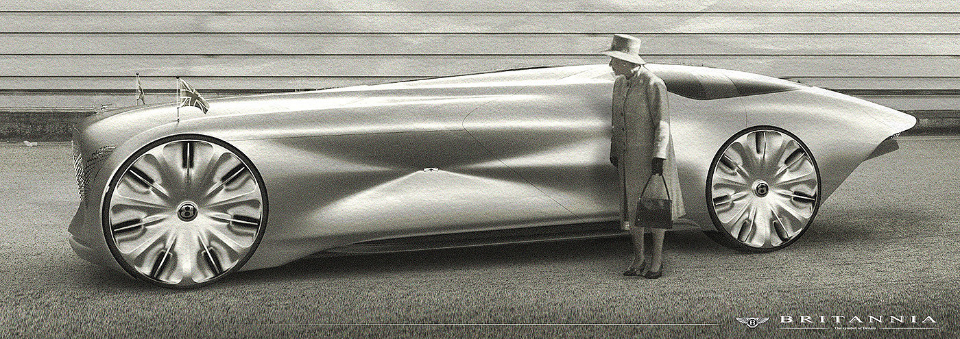 Hand drawn car，Bentley，Automobile design，