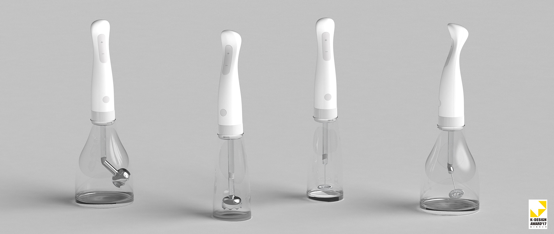 Rotary hand mixer，white，Glass，