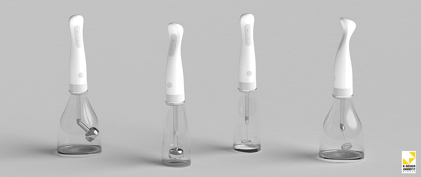 Rotary hand mixer，white，Glass，