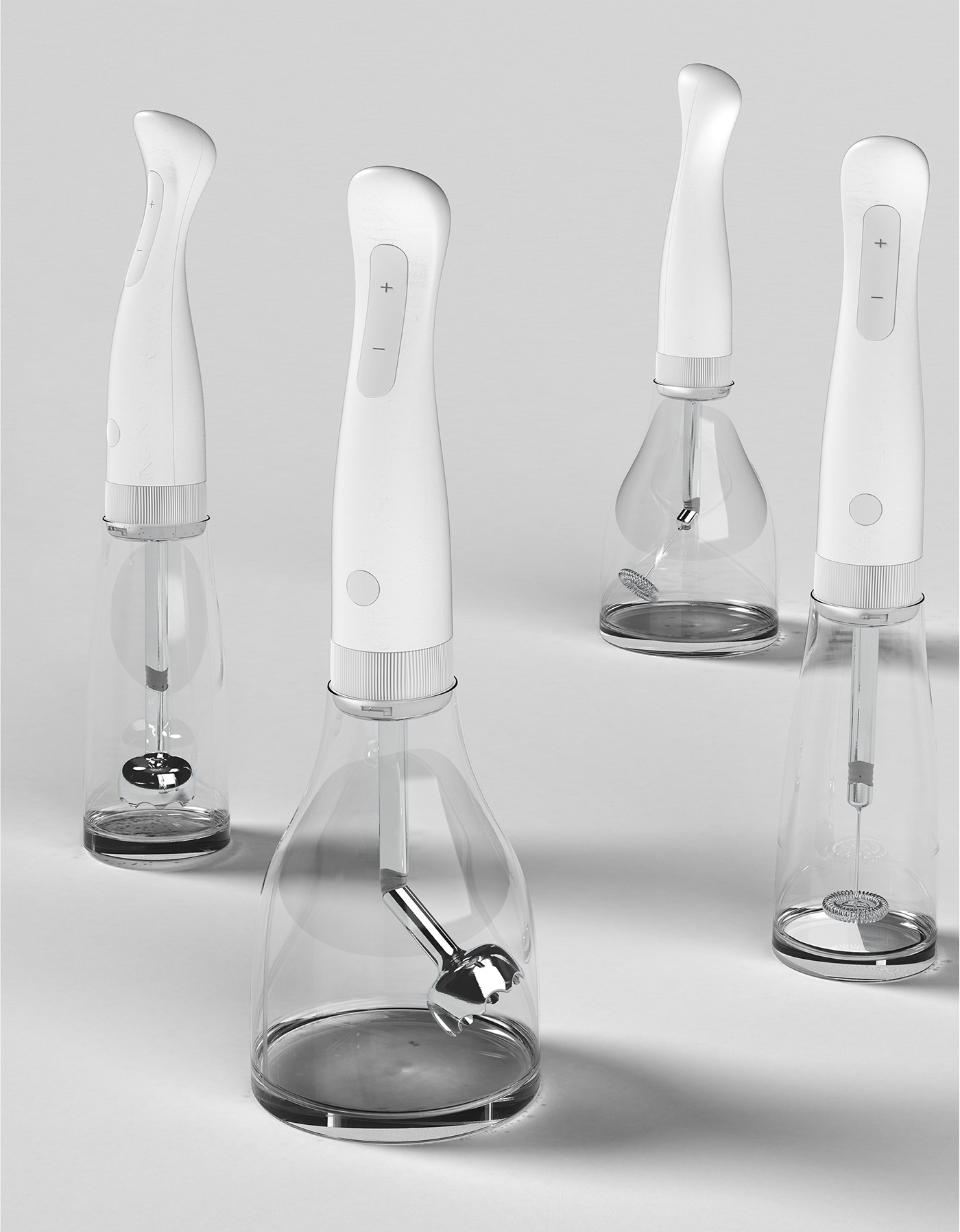 Rotary hand mixer，white，Glass，