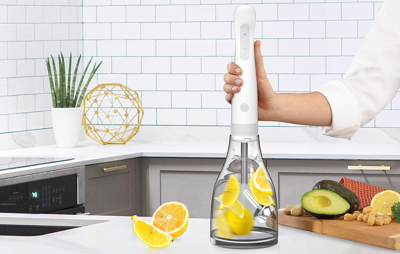 Rotary hand mixer，white，Glass，