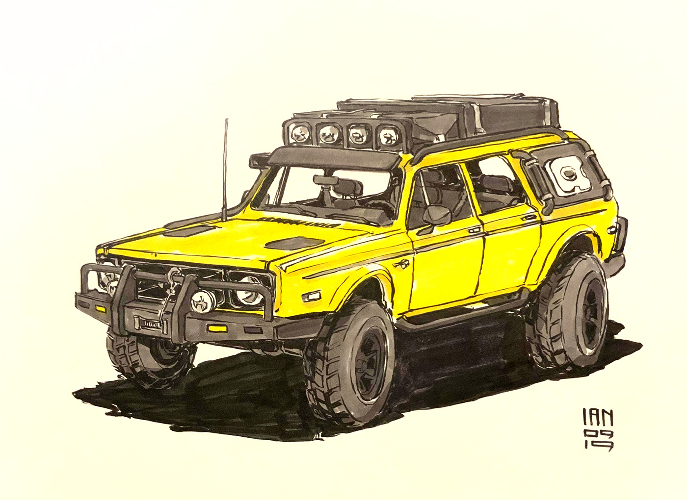 Inktober 2019，Hand drawn，Automobile design，Line，