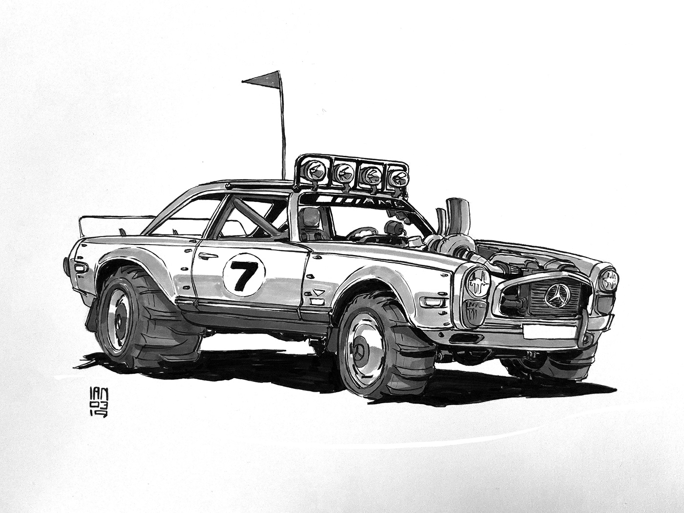 Inktober 2019，Hand drawn，Automobile design，Line，