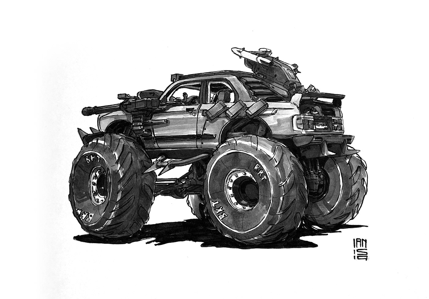 Inktober 2019，Hand drawn，Automobile design，Line，