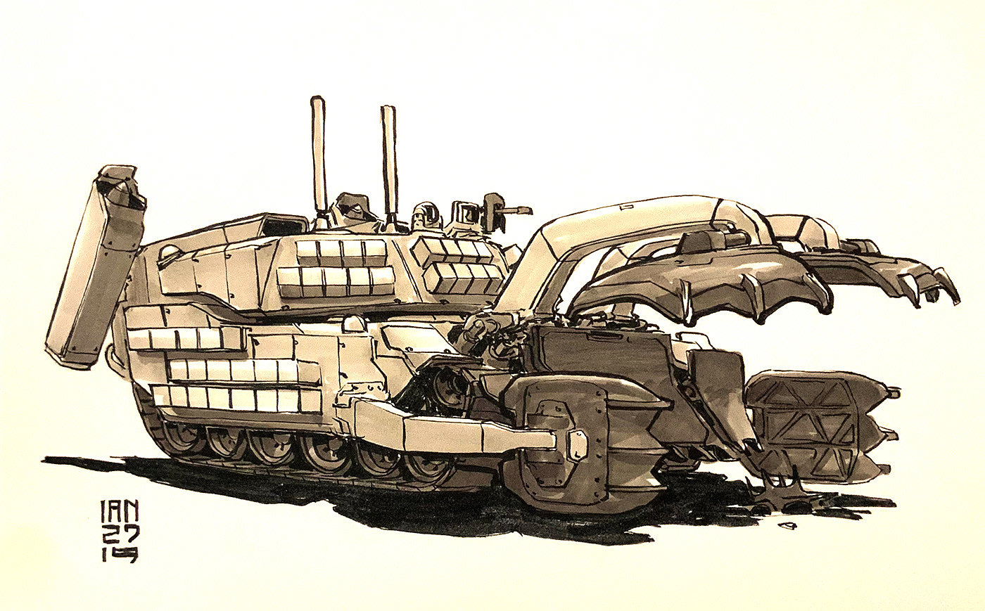 Inktober 2019，Hand drawn，Automobile design，Line，