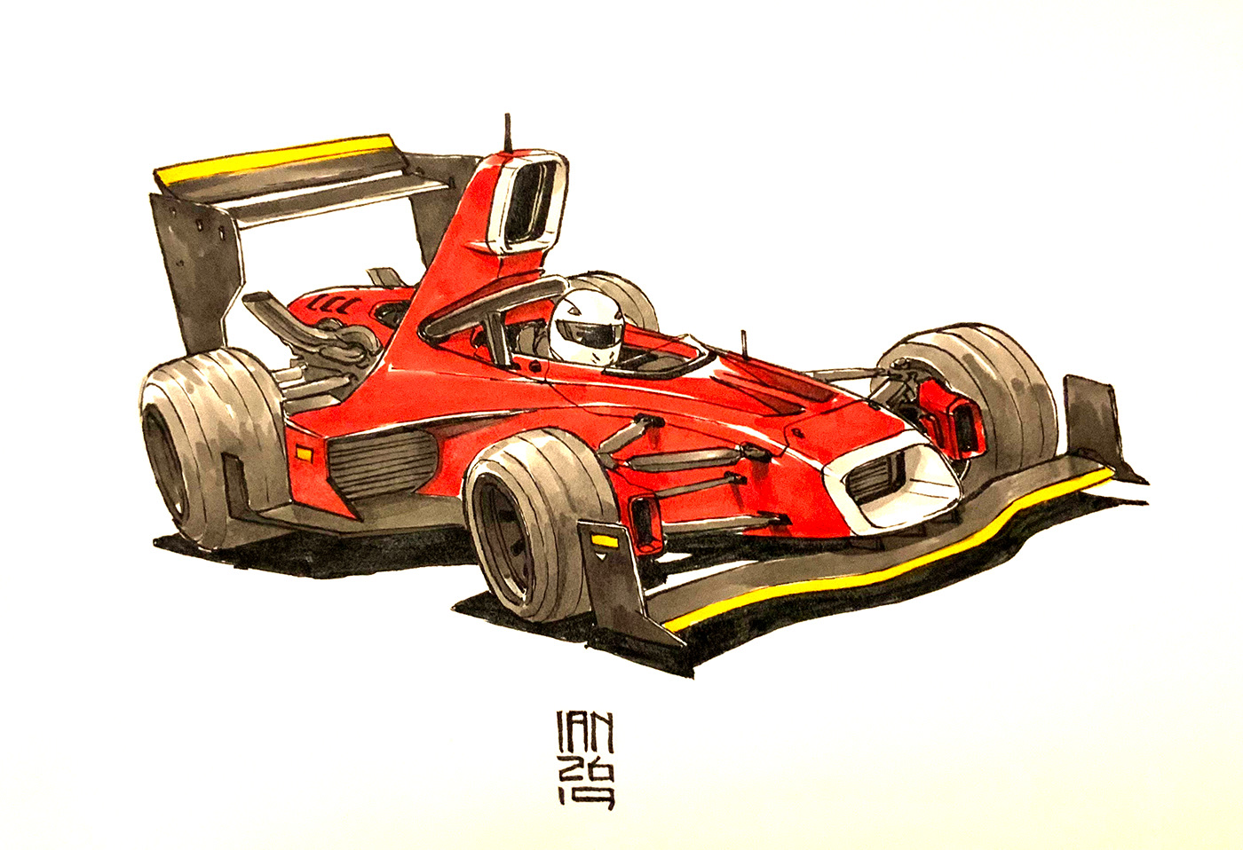 Inktober 2019，Hand drawn，Automobile design，Line，