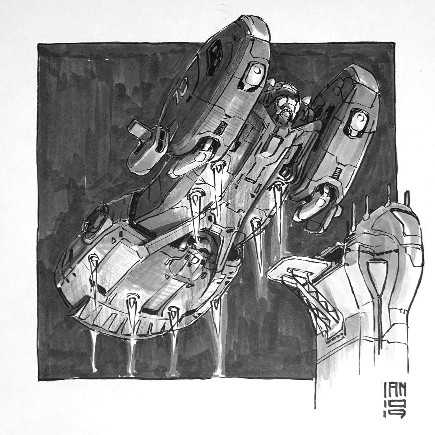 Inktober 2019，Hand drawn，Automobile design，Line，