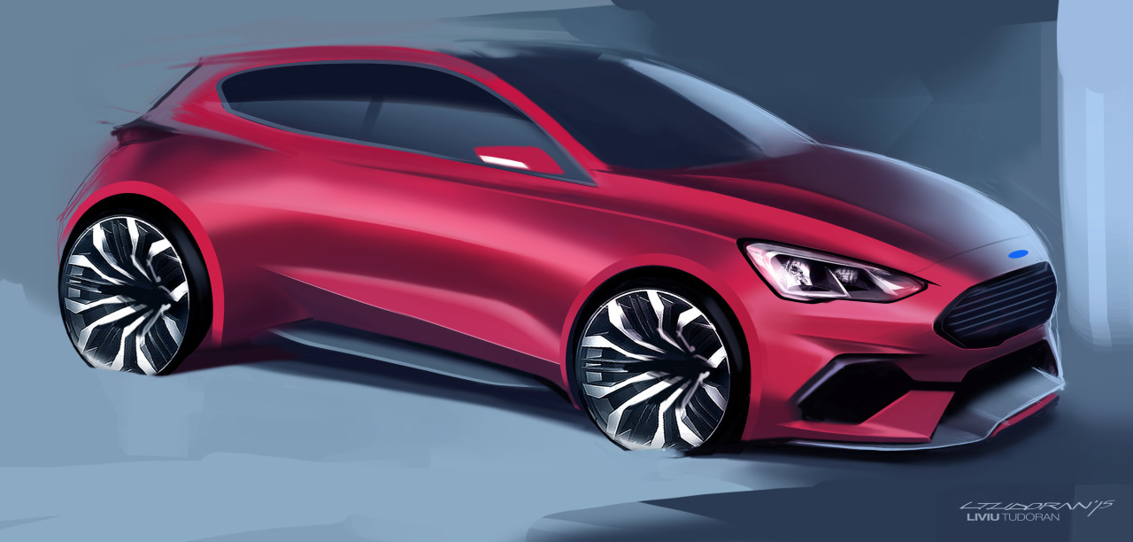 Ford Focus，Hand drawing，Automobile design，
