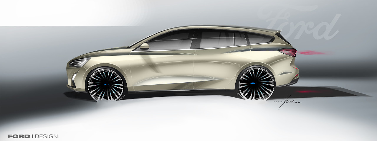 Ford Focus，Hand drawing，Automobile design，